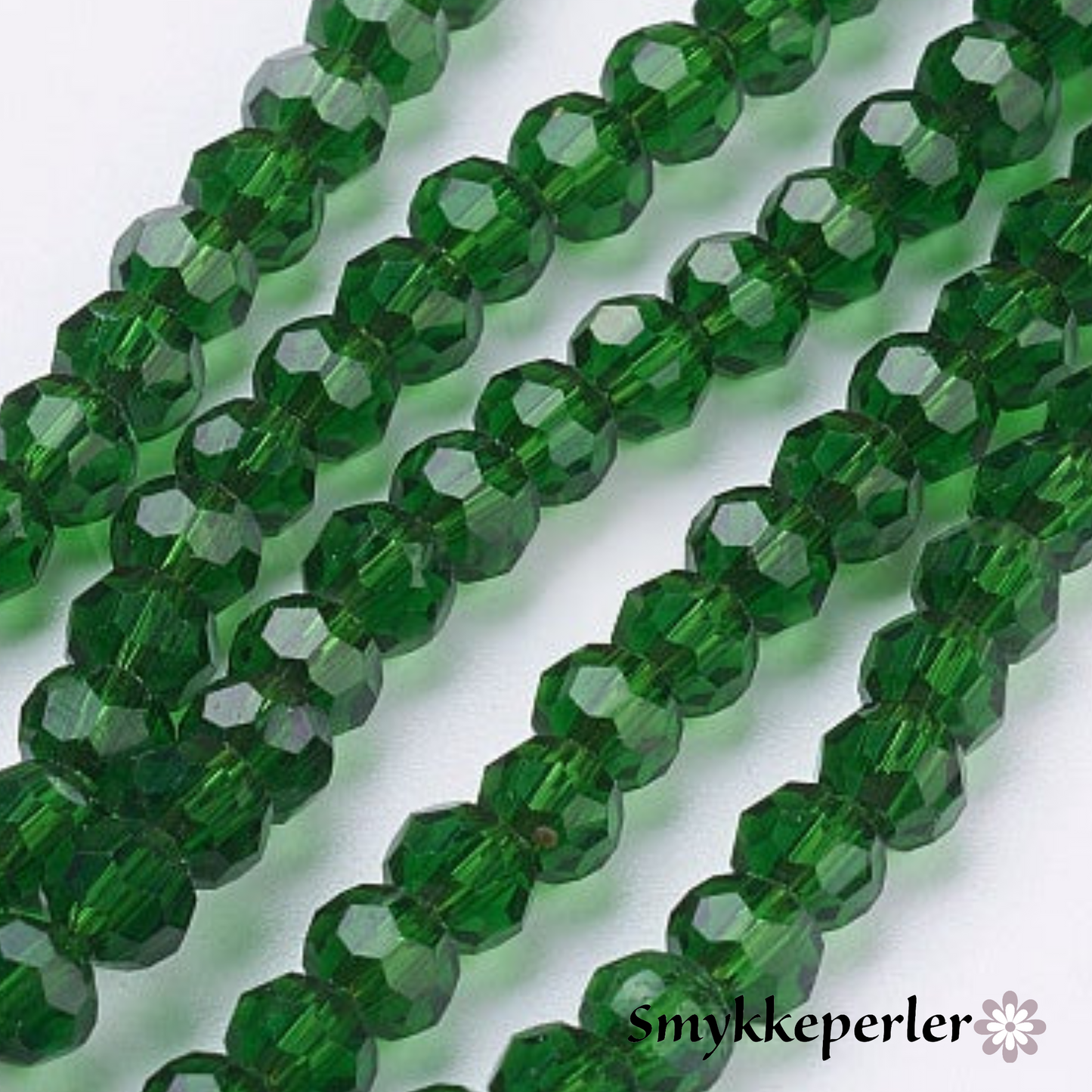 Glasfacetter grønne runde 4 mm.