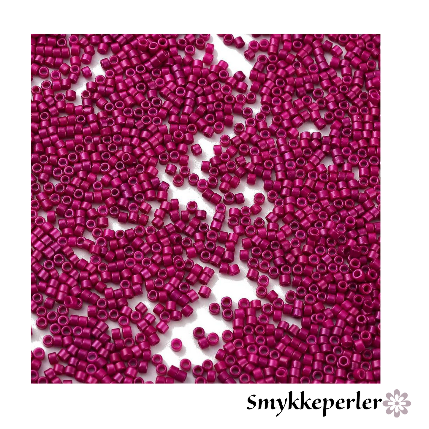 Cylinderperler delica style 2x1,5mm. 10g. Mørk Fuchsia.