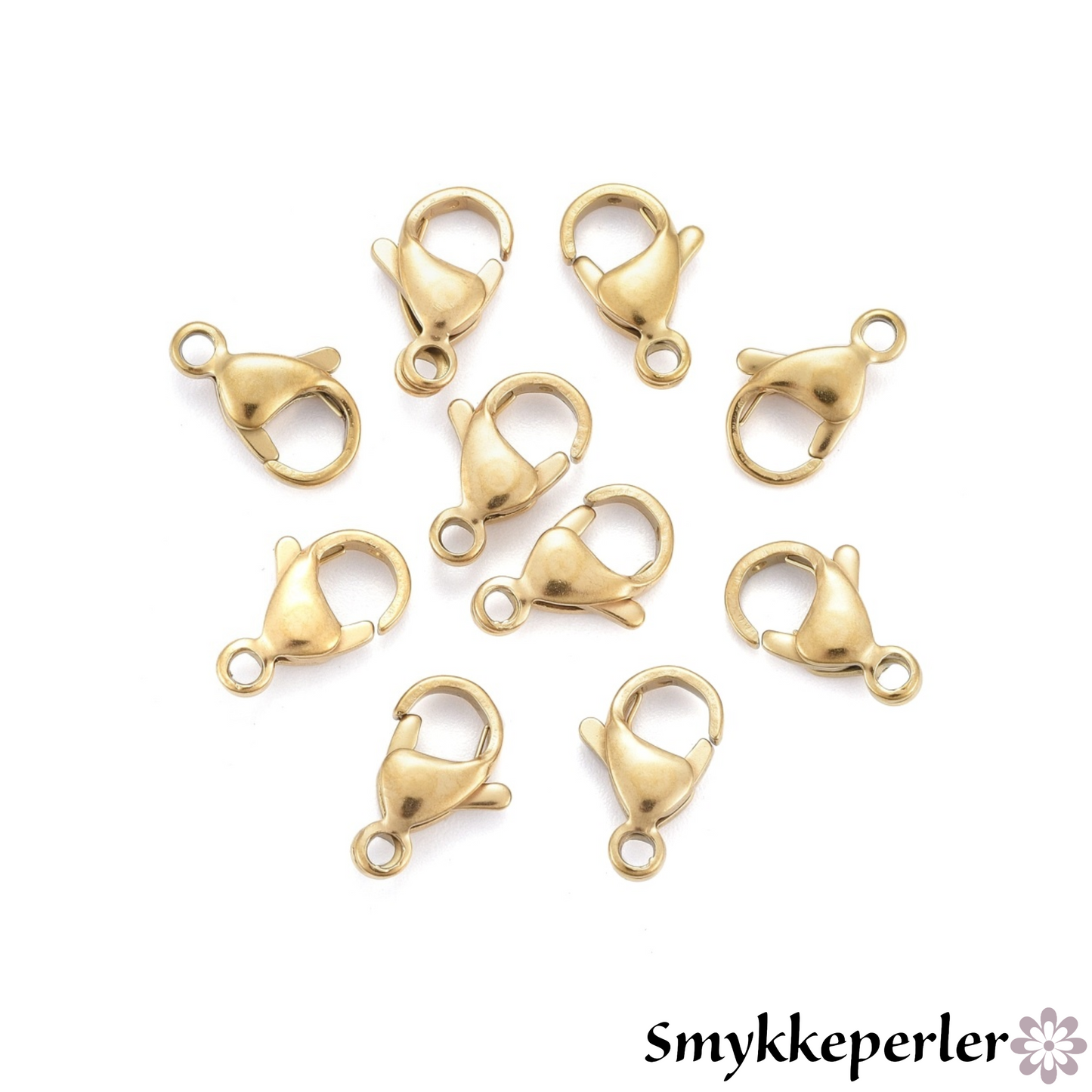 Smykkelåse 304 stål forgyldte med 18k guld. 10 x 6 mm. 2 stk.